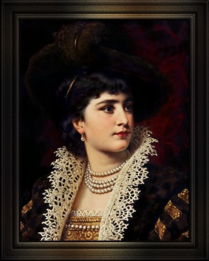 Damenportrait Im Historischen Gewand by Anton Ebert Classical Art Old Masters Reproduction